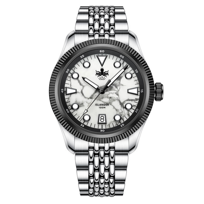 PHOIBOS x ISLANDER Delphinus White Turquoise Dial Watch #PY066-LIW11