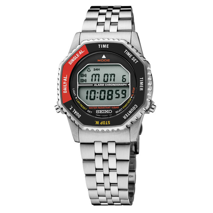 Seiko Rotocall Retro Digital Watch with Red Accents #SMGG19