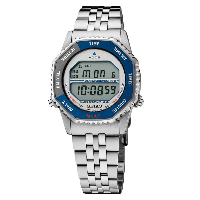 Seiko Rotocall Retro Digital Watch with Blue  Accents #SMGG21