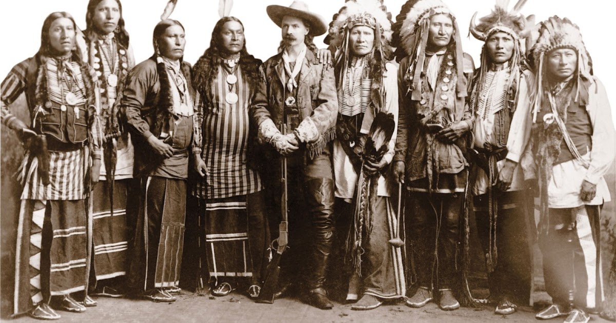 Historic Photograph of Buffalo Bill and Pawnee Leaders From 1885 Wild West Show
