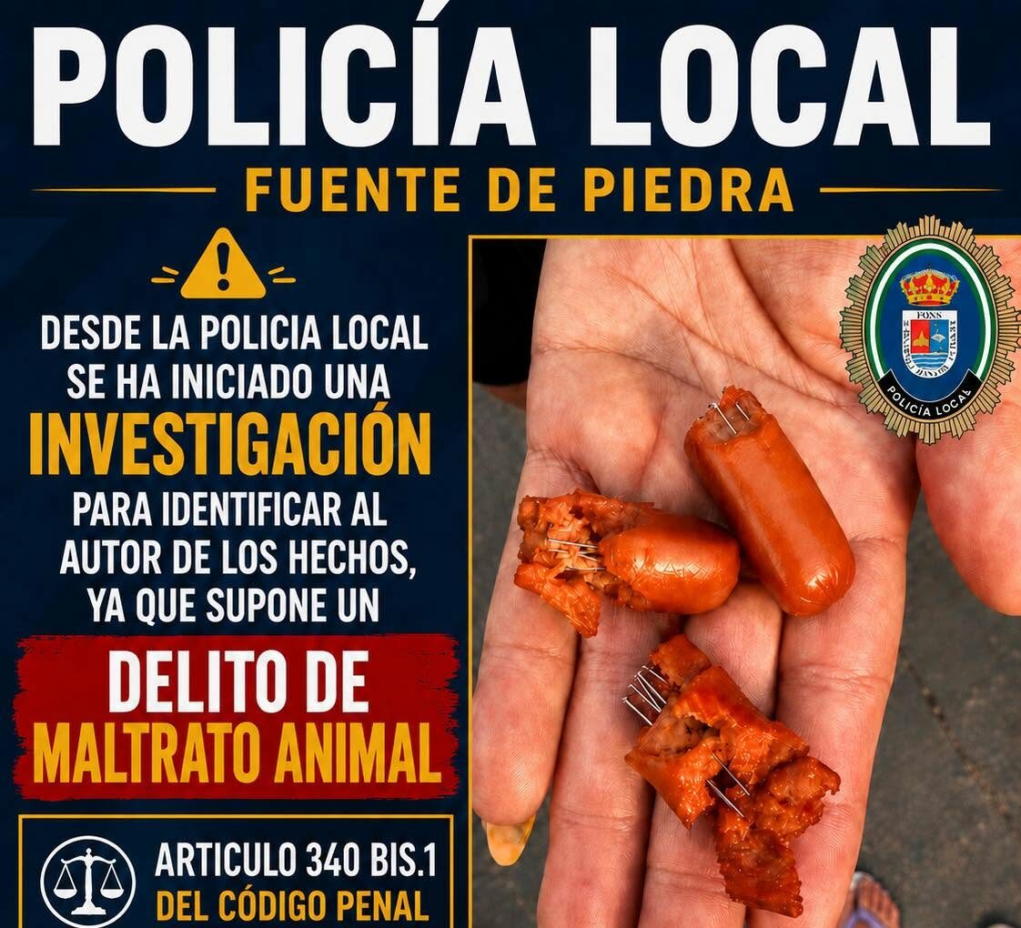 La Policía Local investiga la aparición de salchichas con agujas en la vía pública de Fuente de Piedra