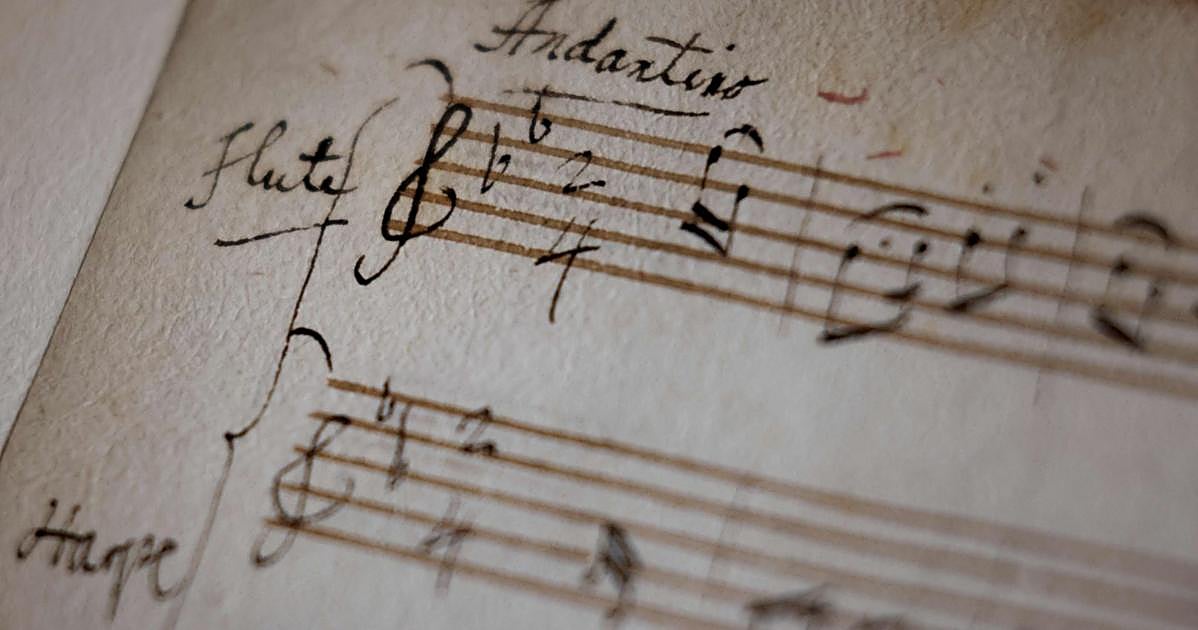 Descubren en la Biblioteca Nacional de Francia un cuaderno inédito de Mozart con piezas para arpa y flauta