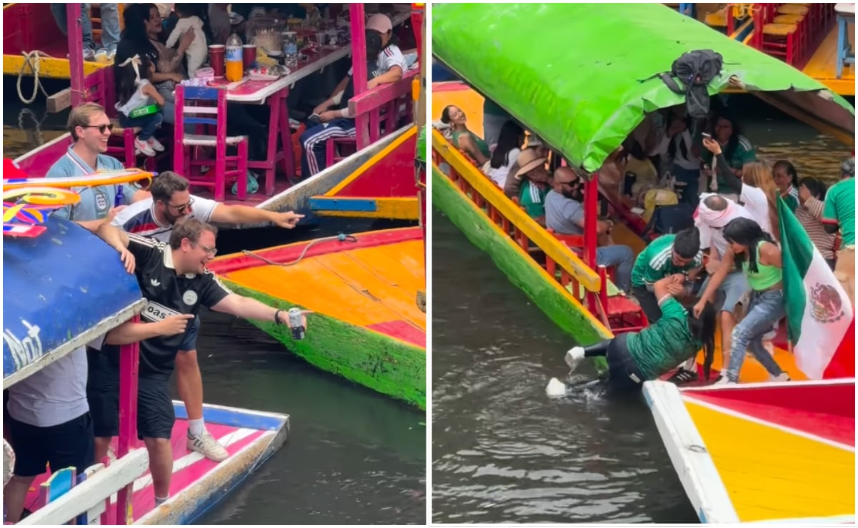 Mexican and British Fans Celebrate Together in Xochimilco During World Cup 2026