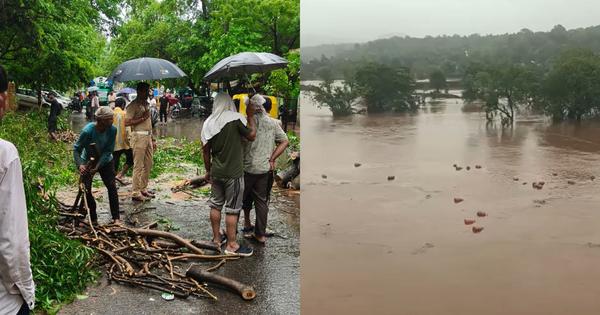 Heavy Rain Causes Waterlogging in Delhi and LPG Cylinders Swept Away in Maharashtra
