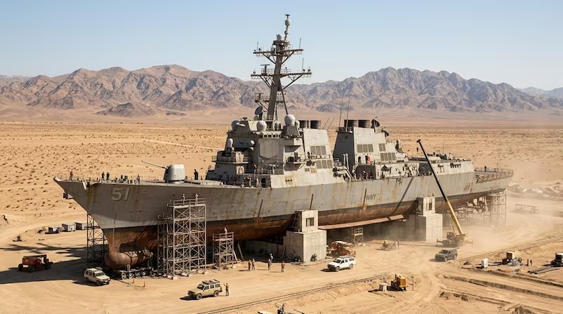 China construye réplica tridimensional de destructor estadounidense para entrenamiento militar