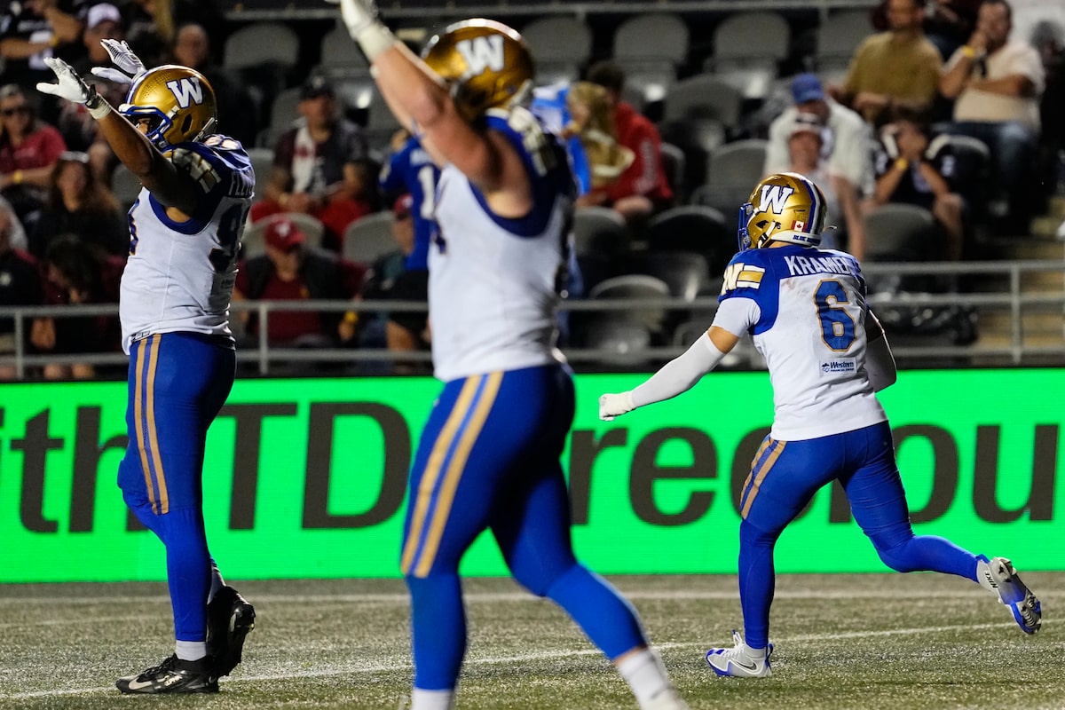 Blue Bombers edge Redblacks 36-34 in thrilling overtime finish