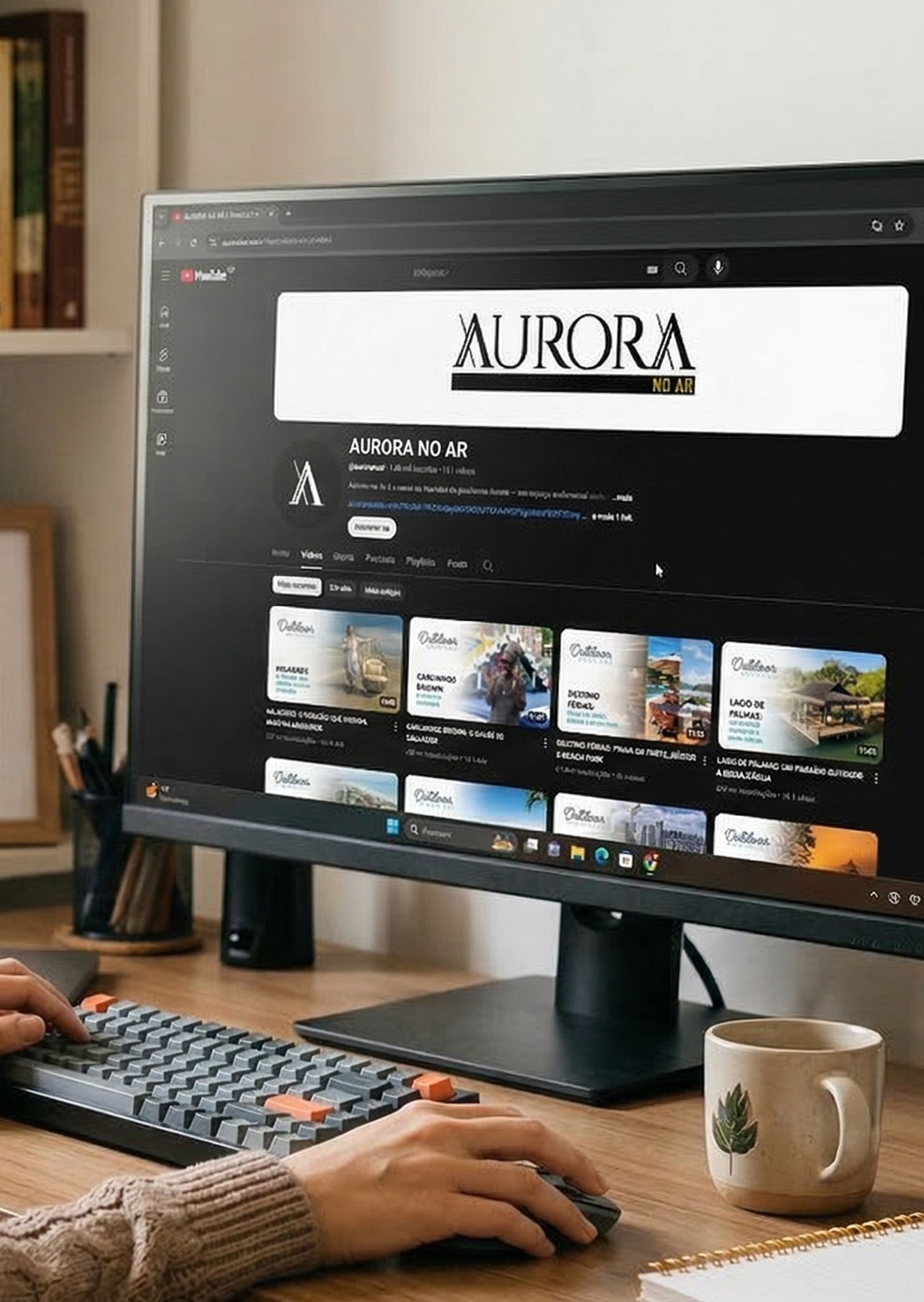 Canal do Youtube Aurora em monitor