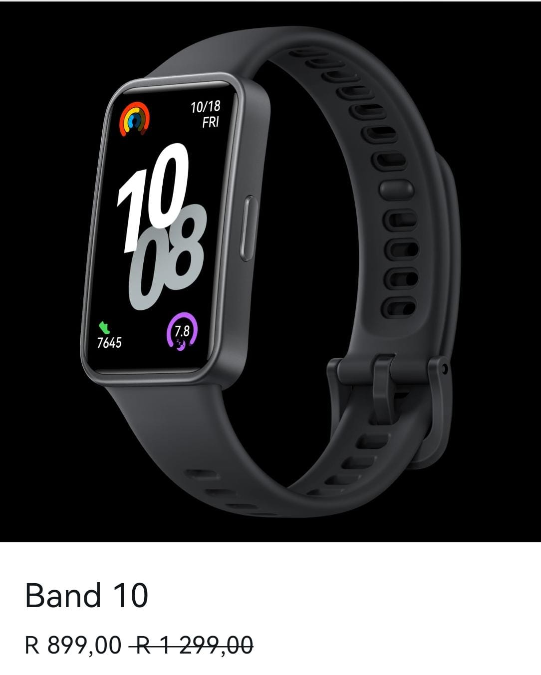 HUAWEI Band 10 Black Fluoroelastomer Strap Black/Pink 