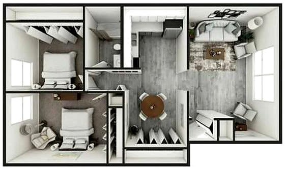 Two-bedroom floor plan