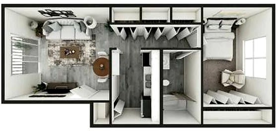 One-bedroom floor plan