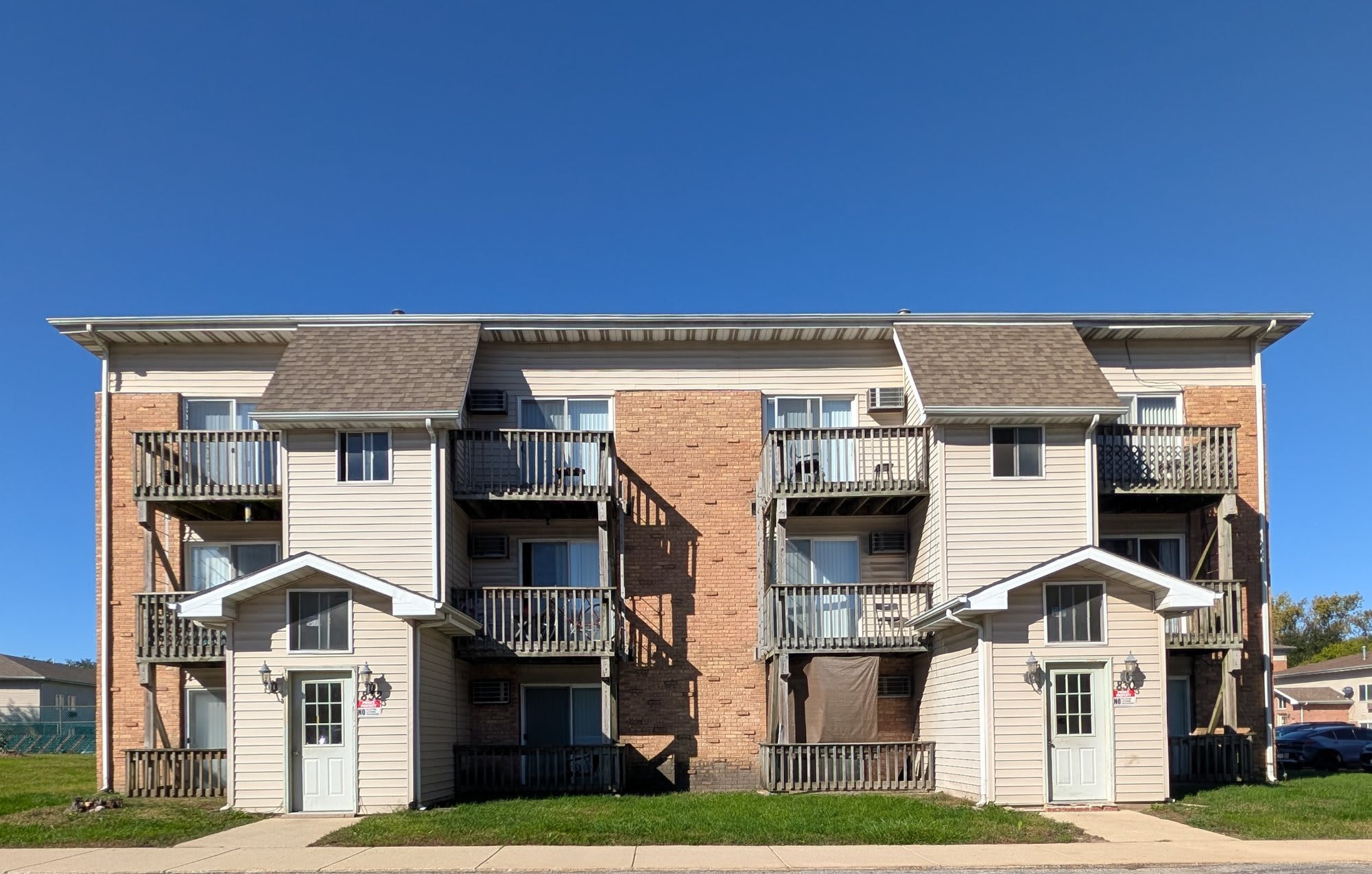 Three-story building with balconies