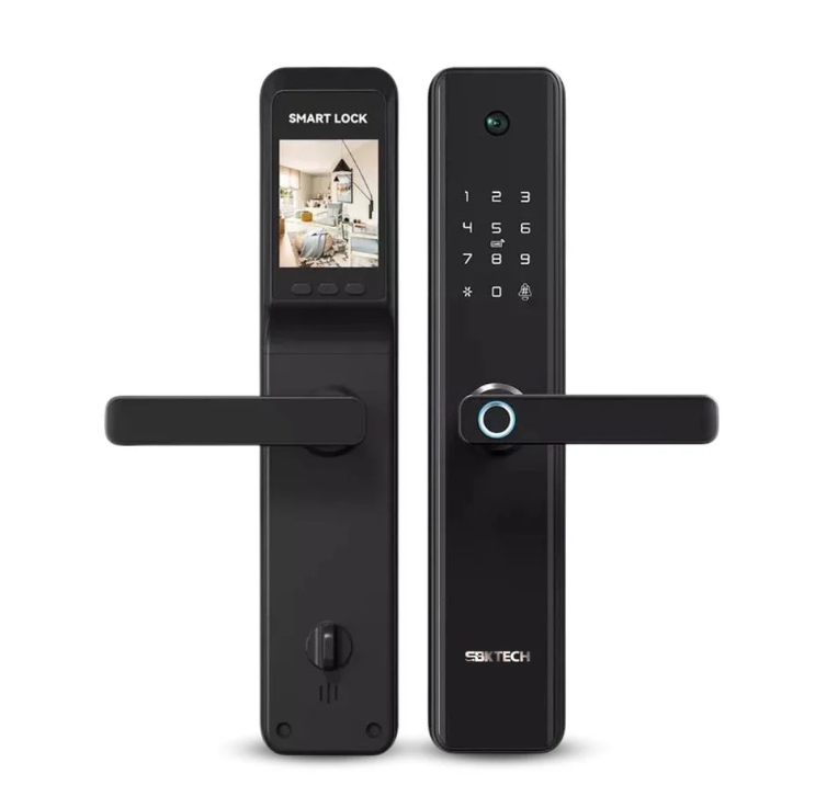 Serrure digitale haut de gamme avec caméra HD intégrée, reconnaissance biométrique et 6 modes d'accès. Sécurité intelligente, design premium.
