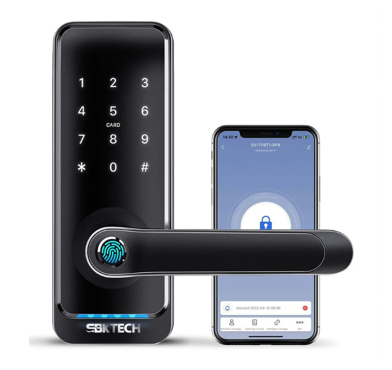 Serrure intelligente connectée avec contrôle via smartphone, empreinte digitale et alertes en temps réel. Accès total, sécurité absolue.