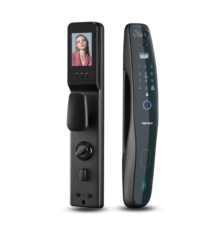 Serrure connectée EF 25 avec caméra HD, reconnaissance faciale & biométrique, alarme intégrée et interphone visuel. Sécurité totale, contrôle absolu.