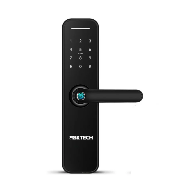 Poignée connectée X5 Slim 2025 avec 5 modes d'accès : empreinte, carte, code, smartphone et clé. Gestion à distance, design ultra-fin, liberté totale.