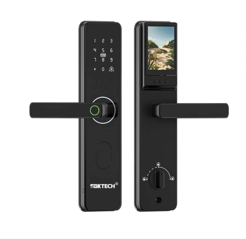 Serrure compacte Mini M1 Pro avec caméra HD, empreinte digitale, carte IC et secours USB. Grande sécurité dans un format minimaliste et élégant.