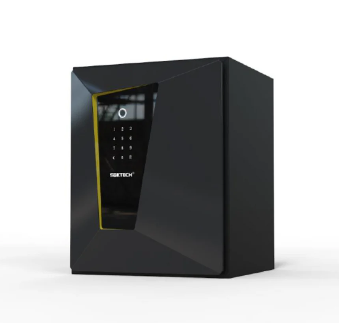 Coffre-fort ignifuge FF-45 : protection anti-feu par joints intumescents, biométrie 0,5 sec, app Tuya et motorisé. Vos biens sécurisés contre tout.