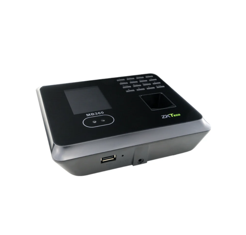 Pointeuse biométrique ZKTeco MB360 : reconnaissance faciale & empreintes en moins d'une seconde. Capacité 1 200 visages. Design premium, fiabilité absolue.