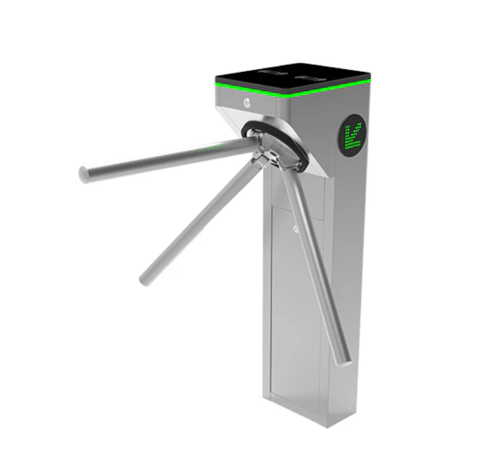 Tourniquet tripode bidirectionnel en acier inoxydable SUS304, avec pictogrammes LED intuitifs et chute de bras automatique. Fiabilité professionnelle, consommation maîtrisée.
