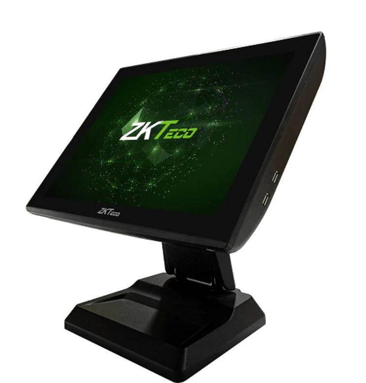 Terminal caisse ZKBio610 : écran tactile 15", processeur quadricœur Intel, lecteur d'empreintes, double affichage et 6 ports USB. Solution POS professionnelle complète.