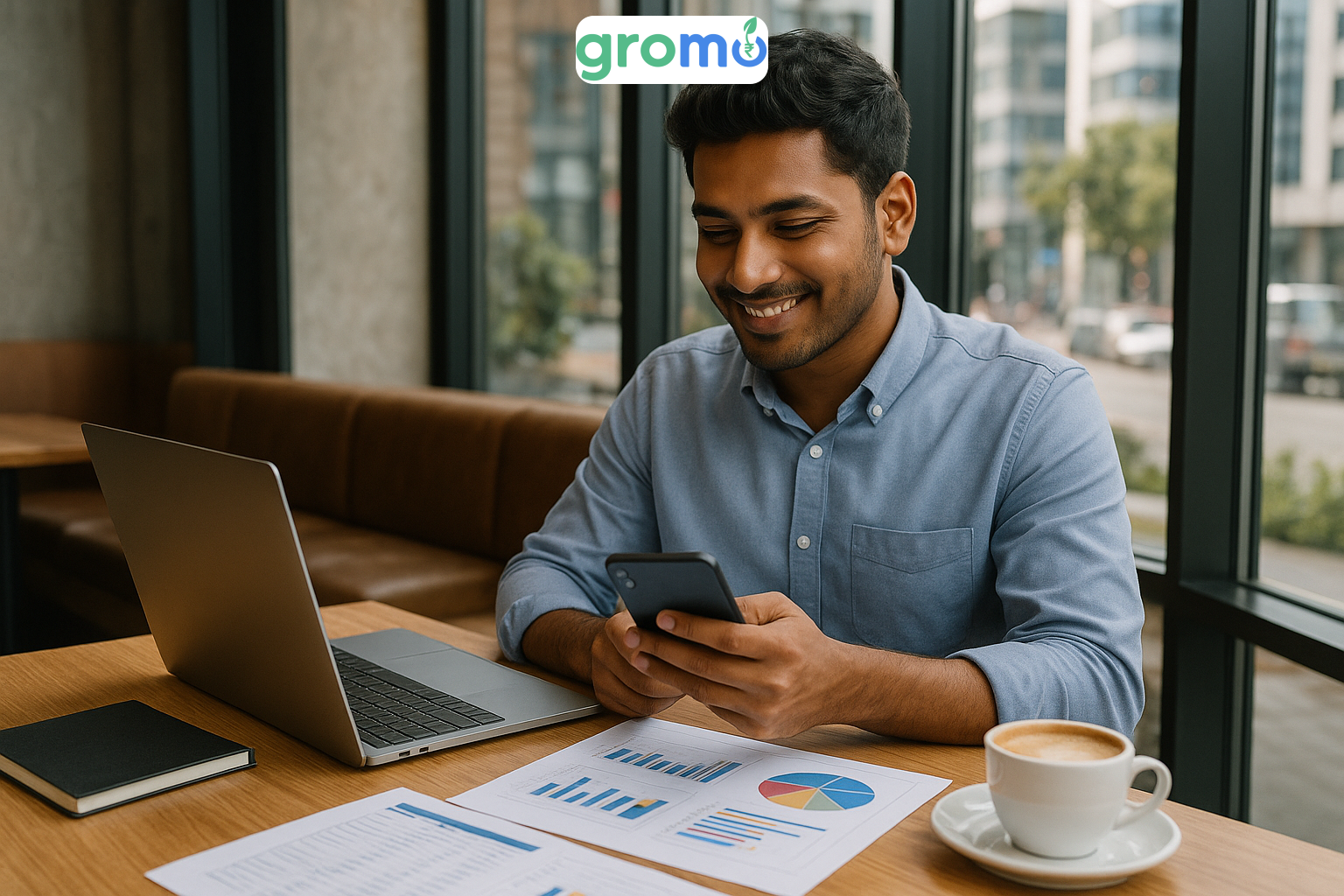 Young Indian professional planning investments early using mobile apps and financial tools