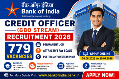 Bank of India Recruitment 2026 Apply Online for 779 Credit Officer Vacancies | Banking Jobs