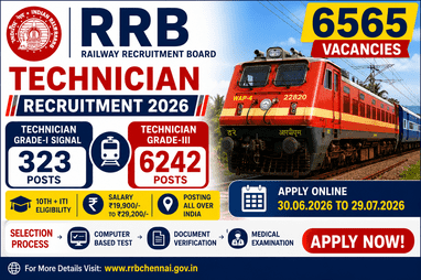 RRB Technician Recruitment 2026 Apply Online for 6565 Grade-I & Grade-III Vacancies