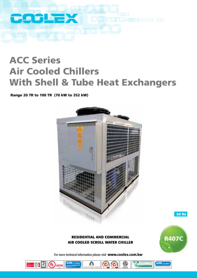 Air Cooled Scroll Water Chiller With Shell & Tube Heat Exchangers Catalogue
