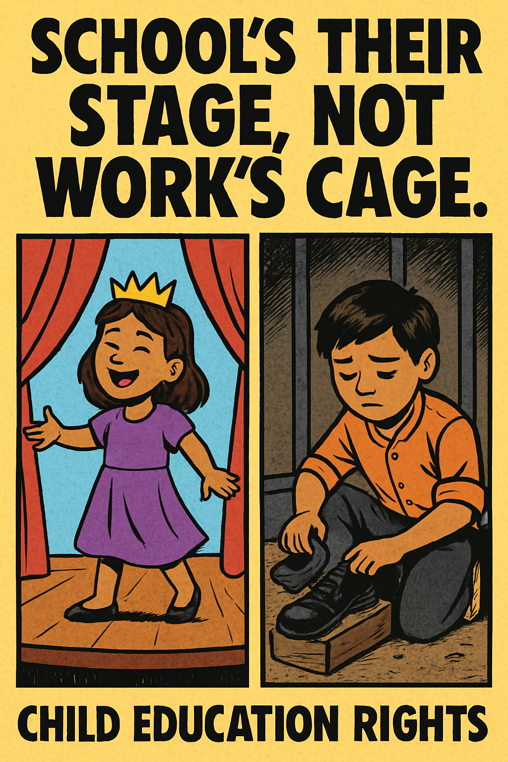 School's their stage,
not work's cage.