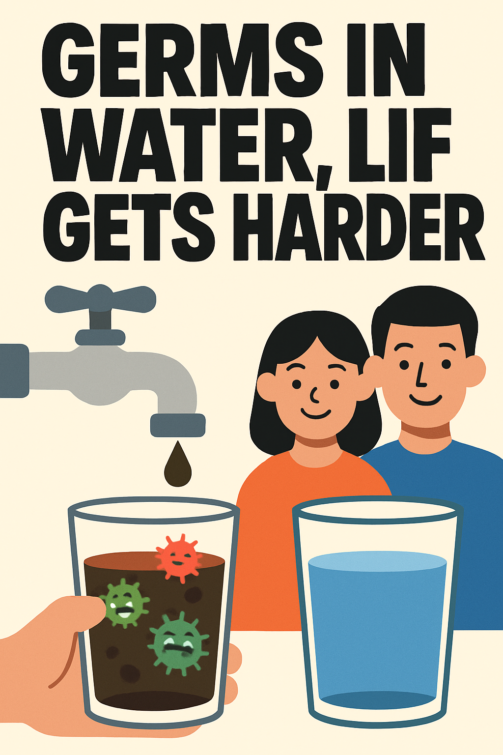 Germs in water, life gets harder