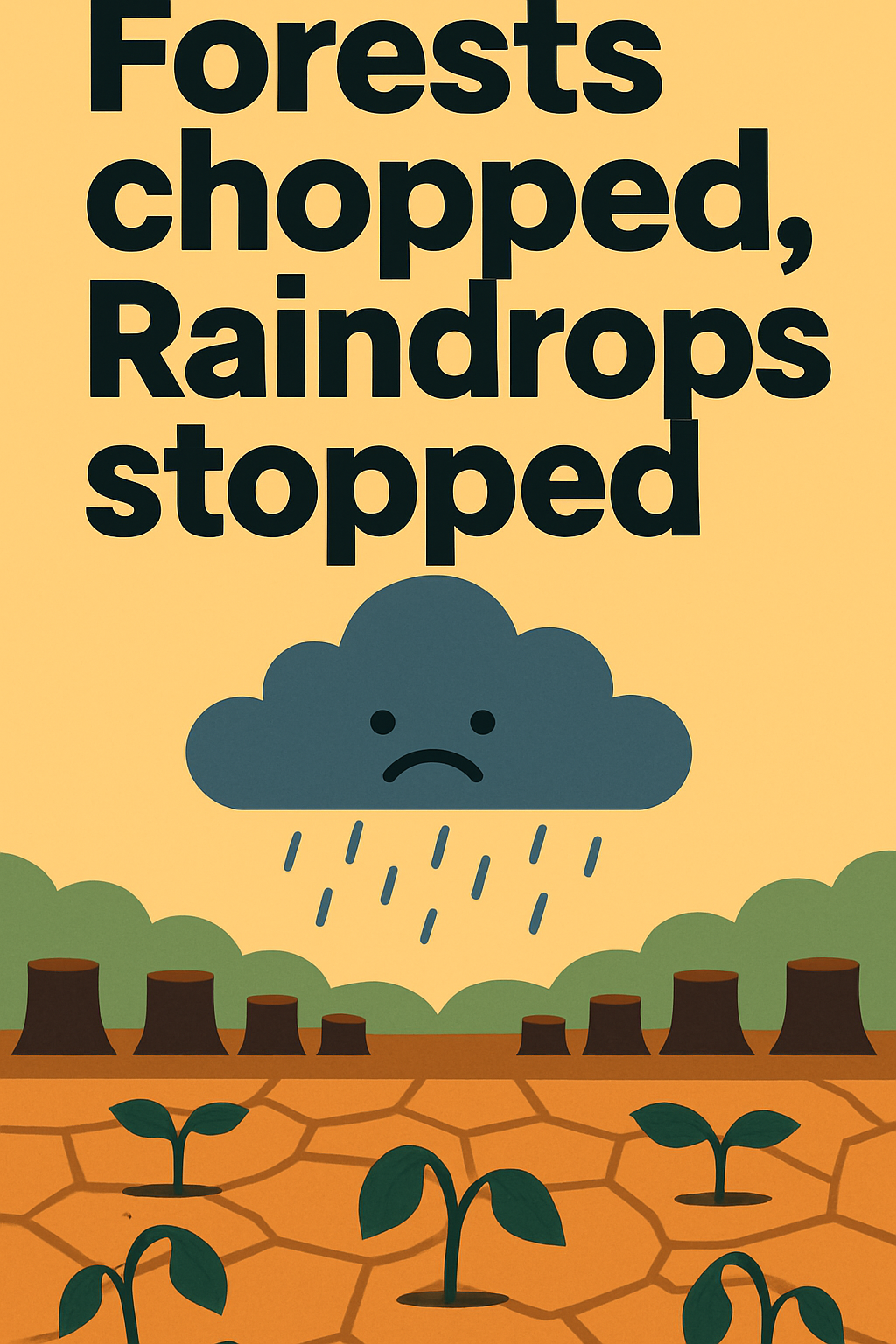 Forests chopped, Raindrops stopped