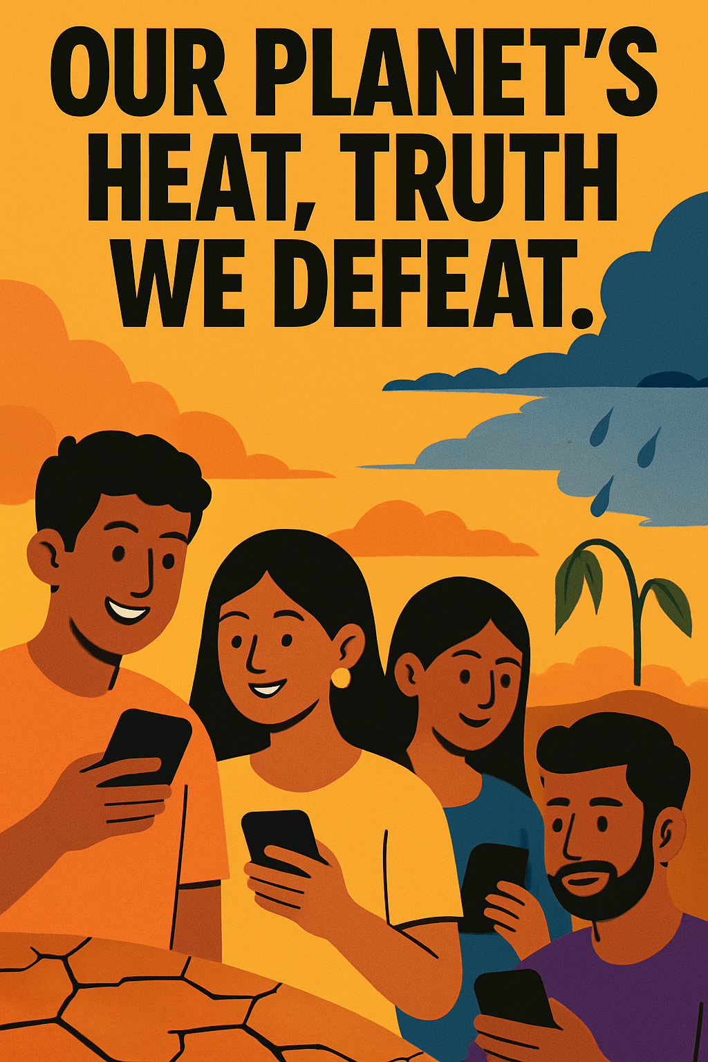 Our planet's heat, truth we defeat.