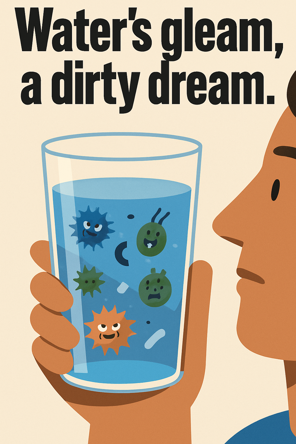 Water's gleam, a dirty dream.