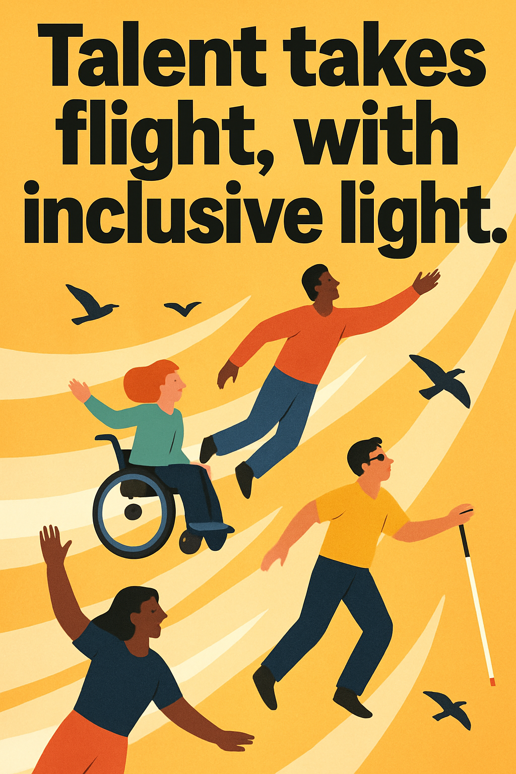 Talent takes flight, with inclusive light.