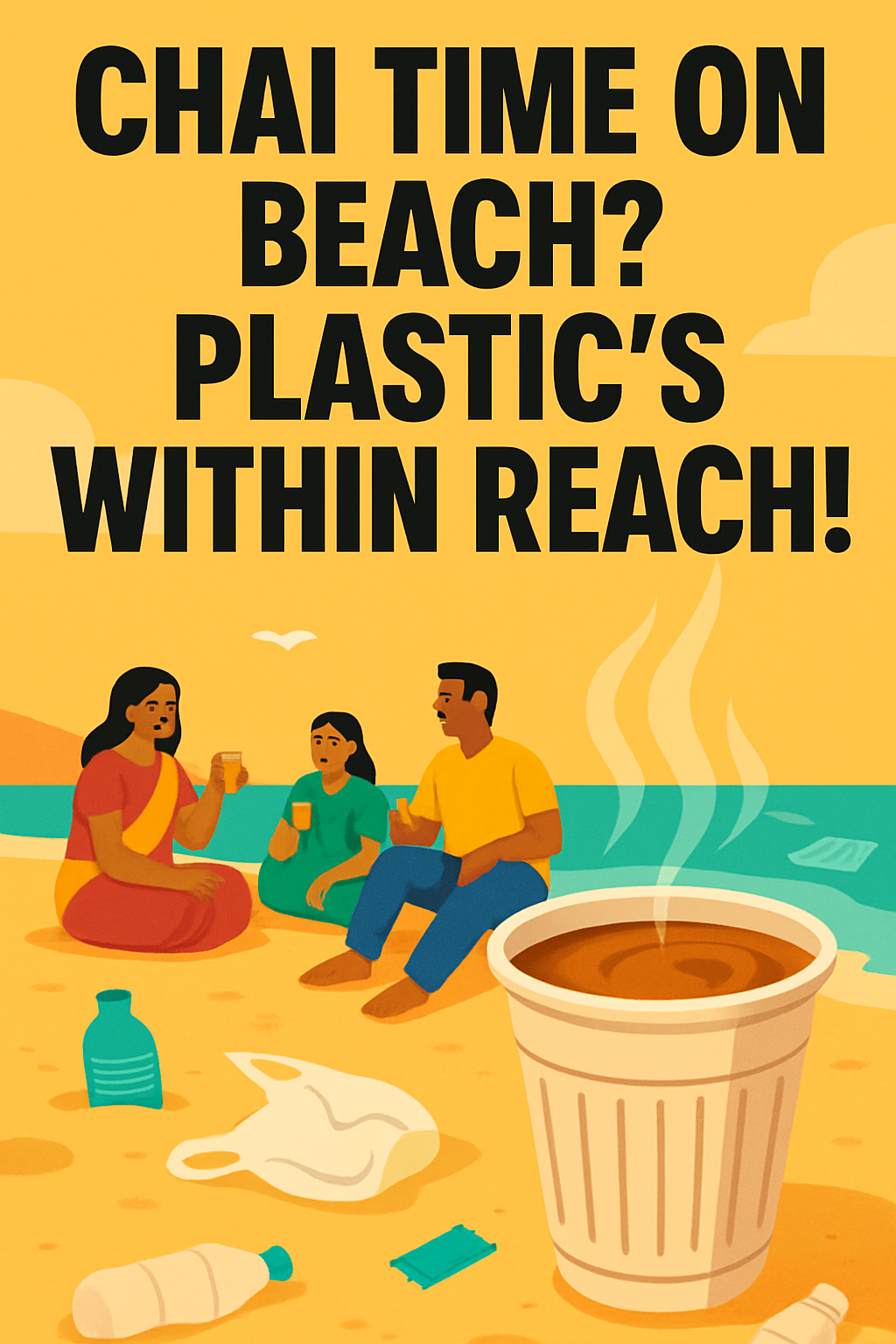 Chai time on beach? Plastic's within reach!