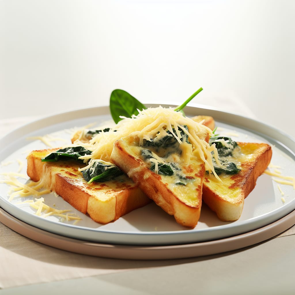 Tostadas francesas saladas con queso y espinaca