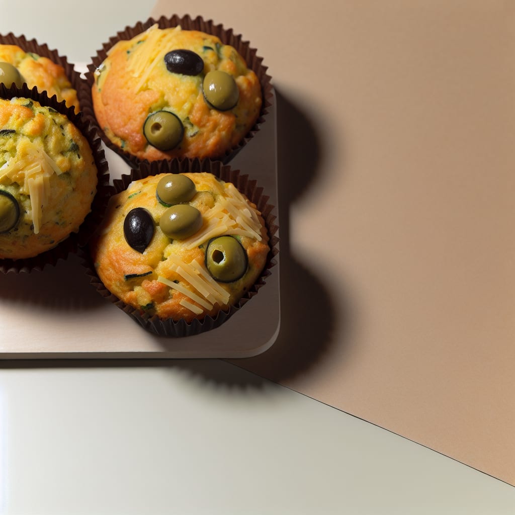 Muffins salados de zapallito, queso y aceitunas