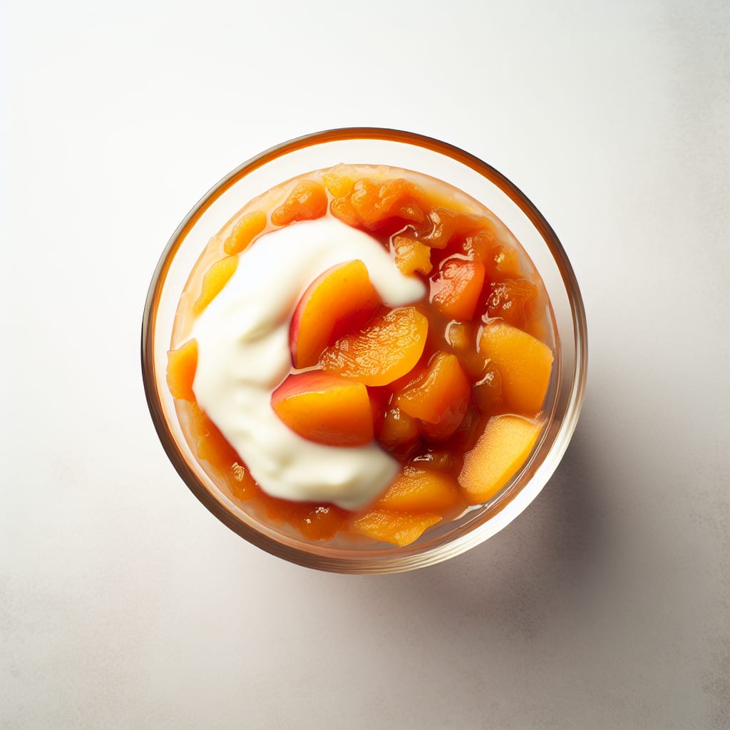 Compota tibia de manzana y damascos con yogur