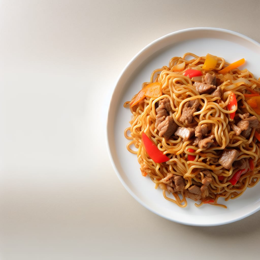Salteado de Fideos con Carne y Tomate