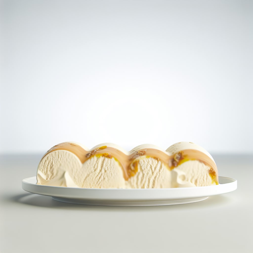 Helado cremoso de banana y dulce de leche