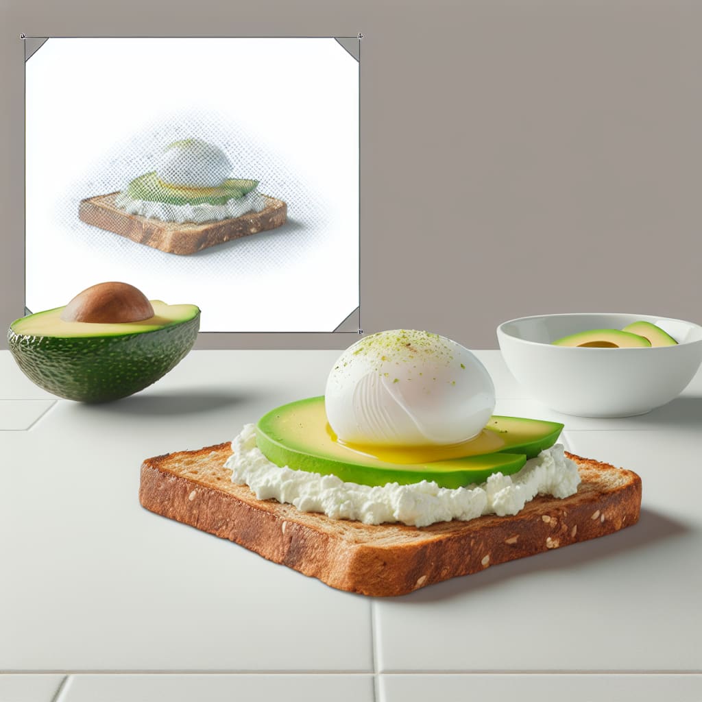 Tostaditas de pan integral con ricota, palta y huevo poché