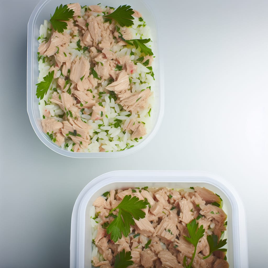 Ensalada de arroz con atún y perejil