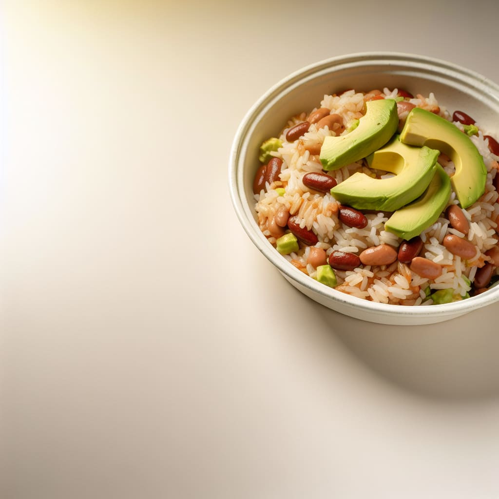 Arroz festivo con aguacate y frijoles