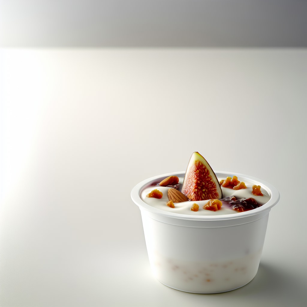 Copa de yogur con compota de higos y crocante de almendras