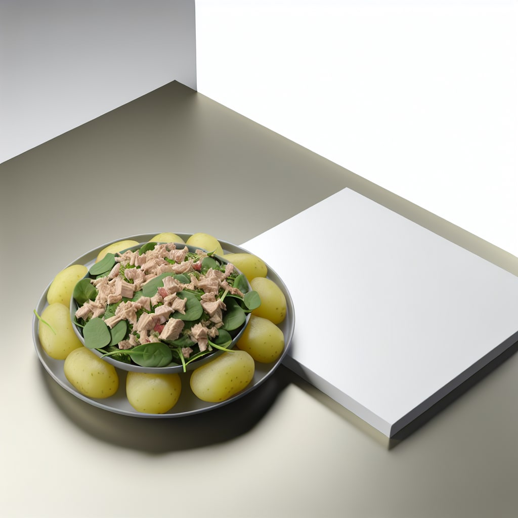 Ensalada de patatas con espinacas y atún