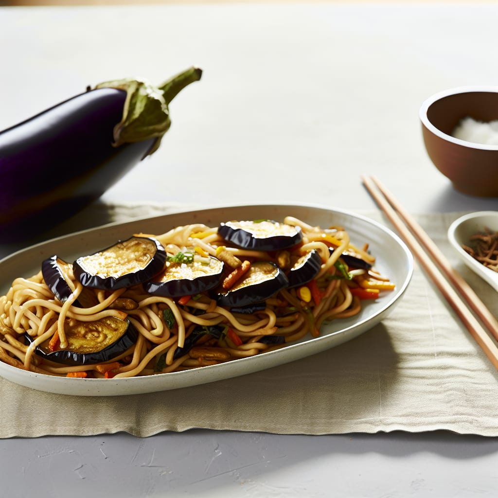 Salteado de Berenjenas y Fideos