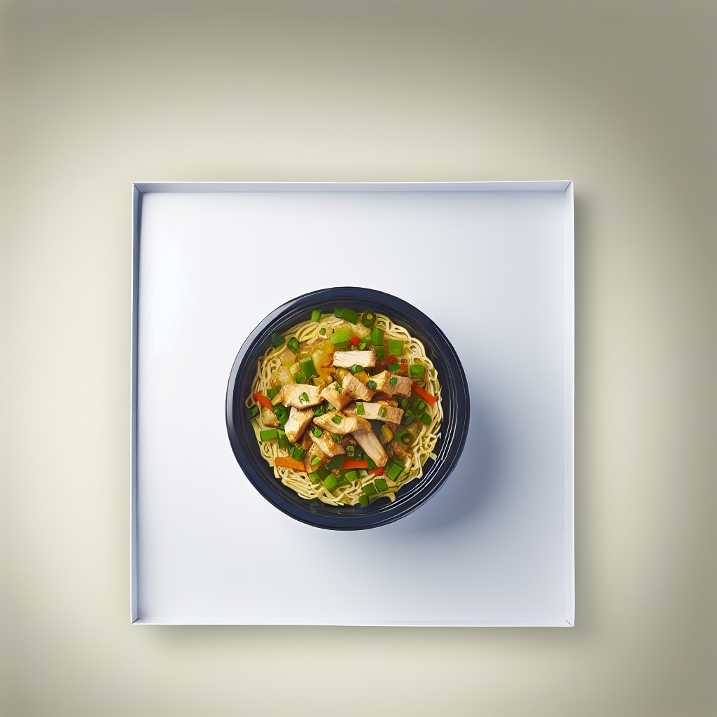 Pollo al verdeo con verduras y fideos