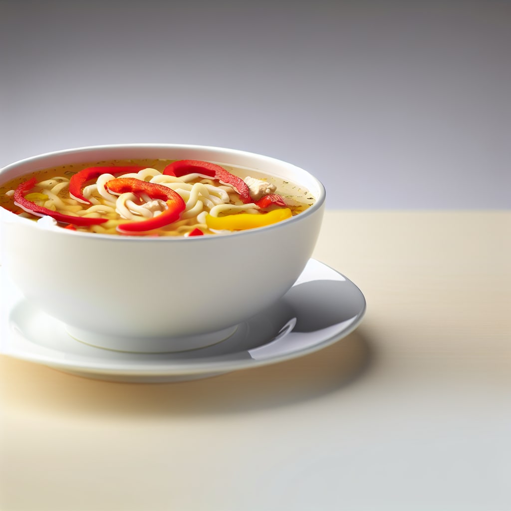 Sopa de Fideos con Pollo y Pimientos