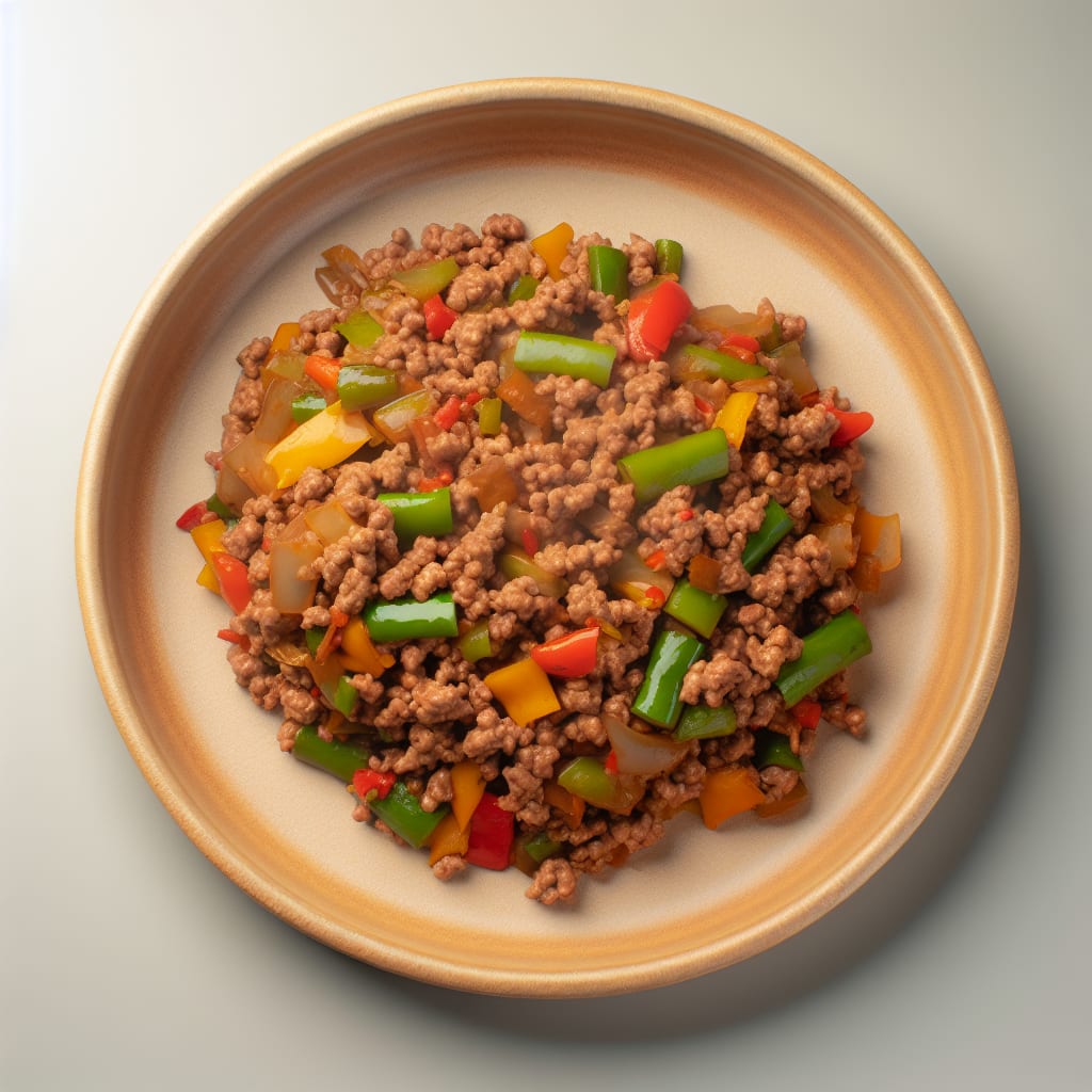 Salteado vegetal con carne picada vegana