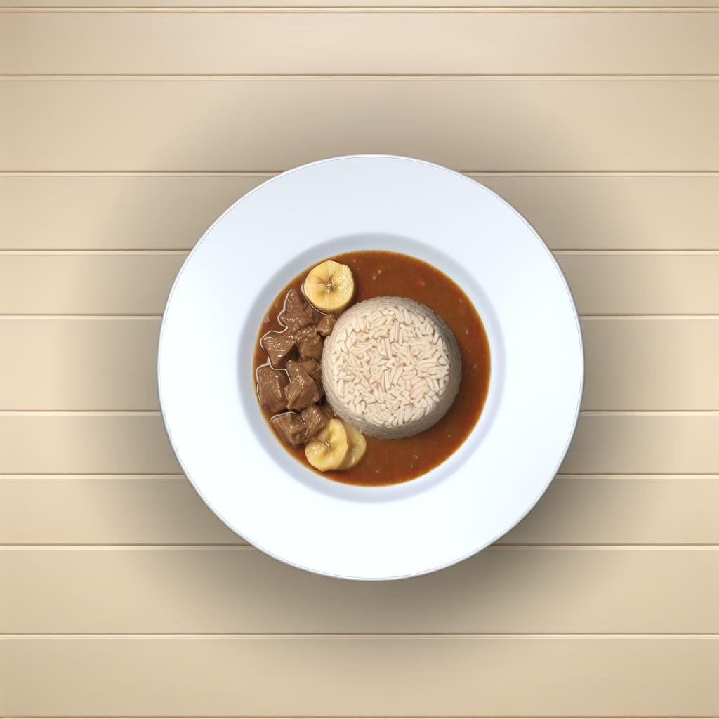 Guiso de Carne y Arroz con Plátanos